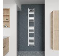 Warmehaus Curved Heated Towel Rail White Radiator 1800x300mm | Contemporary Bathroom Ladder Style Radiator, Central Heating, Wall Mounted Towel Warmer, Durable Finish