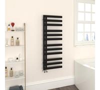 Warmehaus Designer Oval Panel Heated Towel Rail 1200x450mm Bathroom Ladder Style Radiator Warmer Central Heating Black