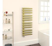 Warmehaus Designer Oval Panel Heated Towel Rail 1200x450mm Bathroom Ladder Style Radiator Warmer Central Heating Brushed Brass