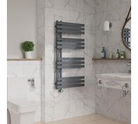 Warmehaus Designer Smart WiFi Thermostatic Electric Bathroom Heated Towel Rail Warmer Radiator with Timer D Shape Tube 1200x600mm Sand Grey