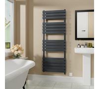 Warmehaus Electric Flat Panel Heated Towel Rail Sand Grey Bathroom Ladder Radiator Warmer 1600x600mm 800W