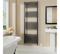 Warmehaus Electric Heated Towel Rail Curved Anthracite 1800x600mm - 800W | Prefilled, Bathroom Towel Radiator, Towel Warmer, Wall Mounted, Mild Steel, Energy Efficient