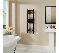 Warmehaus Electric Heated Towel Rail Curved Black Bathroom Towel Radiator 1000x300mm - 400W