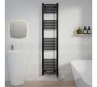 Warmehaus Electric Heated Towel Rail Curved Black Thermostatic Bathroom Towel Radiator with Timer Prefilled - 1800x400mm 800W