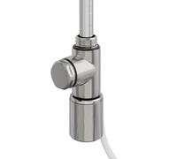Warmehaus Electric Heating Element Dual Fuel + Satin Nickel Cover Cap + Satin Nickel T Piece with End Plug for Heated Towel Rail Warmer Bathroom Radiators 500W