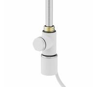 Warmehaus Electric Heating Element Dual Fuel + White Cover Cap + White T Piece with End Plug for Heated Towel Rail Warmer Bathroom Radiators 250W