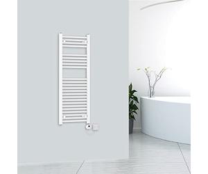 Warmehaus Electric Thermostatic Heated Towel Rail Prefilled White 1200x450mm