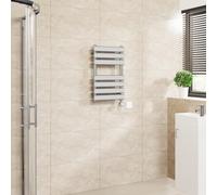 Warmehaus Flat Panel Electric Heated Towel Rail Touch Screen Timer Bathroom Radiator Prefilled Chrome 650x400mm 400W