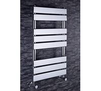 Warmehaus Flat Panel Heated Towel Rail Chrome Bathroom Radiator 800x450mm | Central Heating, Bathroom Ladder Style Radiator, Minimalist, UK Heating Systems, Low Carbon Steel, Wall Mounted Towel Warmer