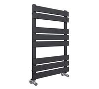 Warmehaus Flat Panel Heated Towel Rail Grey Anthracite Radiator 800x500mm | Central Heating, Bathroom Ladder Style Radiator, Minimalist, UK Heating Systems, Low Carbon Steel, Wall Mounted Towel Warmer