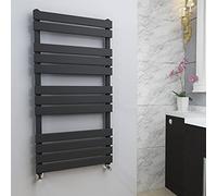 Warmehaus Flat Panel Heated Towel Rail Radiator Ladder Rad Anthracite 1200 x 600mm Grey Central Heating Towel Warmer for Bathroom Kitchen