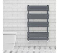 Warmehaus Flat Panel Heated Towel Rail with 68mm Pipe Diameter Anthracite Grey Bathroom Ladder Radiator Warmer 1000 x 600mm