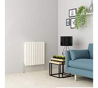 Warmehaus Horizontal Column Designer Radiator Oval Panel Double White 600 x 590mm - Modern Central Heating Space Saving Radiators - Perfect for Bathrooms, Kitchen, Hallway, Living Room