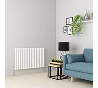 Warmehaus Horizontal Column Designer Radiator Oval Panel Single White 600 x 1000mm - Modern Central Heating Space Saving Radiators - Perfect for Bathrooms, Kitchen, Hallway, Living Room