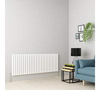 Warmehaus Horizontal Column Radiator Oval Panel Single White 600x1590mm | Designer Radiators, Modern Central Heating, Bathroom Kitchen Hallway Living Room, Corrosion Resistance, Wall Mounted
