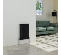 Warmehaus Horizontal Designer Radiator Flat Panel Single Black 600 x 410mm | Modern Column Central Heating, Small Radiator, Wall Mounted Bathroom Kitchen Radiators