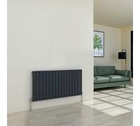 Warmehaus Horizontal Modern Radiator Flat Panel Single Grey 600x1158mm | Designer Central Heating Wall Radiator, for Bathroom Kitchen Hallway Living Room, Anthracite Radiators, Column Radiator