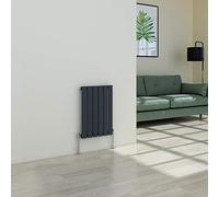 Warmehaus Horizontal Modern Radiator Flat Panel Single Grey 600x410mm | Designer Central Heating Wall Radiator, for Bathroom Kitchen Hallway Living Room, Anthracite Radiators, Column Radiator