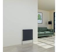 Warmehaus Horizontal Modern Radiator Flat Panel Single Grey 600x614mm | Designer Central Heating Wall Radiator, for Bathroom Kitchen Hallway Living Room, Anthracite Radiators, Column Radiator