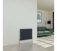 Warmehaus Horizontal Modern Radiator Flat Panel Single Grey 600x750mm | Designer Central Heating Wall Radiator, for Bathroom Kitchen Hallway Living Room, Anthracite Radiators, Column Radiator