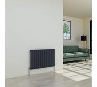 Warmehaus Horizontal Modern Radiator Flat Panel Single Grey 600x886mm | Designer Central Heating Wall Radiator, for Bathroom Kitchen Hallway Living Room, Anthracite Radiators, Column Radiator