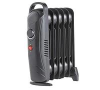 Warmehaus Mini Electric Portable Oil Filled Radiator 6 Fin - Portable Electric Freestanding Heater - 800W - Adjustable Temperature Thermostat - Gloss Black