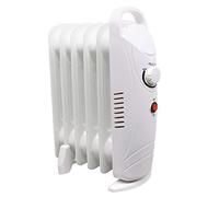 Warmehaus Mini Electric Portable Oil Filled Radiator 6 Fin - Portable Electric Freestanding Heater - 800W - Adjustable Temperature Thermostat - Gloss White