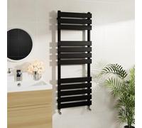 Warmehaus Minimalist Bathroom Flat Panel Heated Towel Rail Radiator Rad Black 1200x450mm - Modern Central Heating Space Saving Radiators - Perfect for Bathrooms