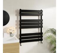 Warmehaus Minimalist Bathroom Flat Panel Heated Towel Rail Radiator Rad Black 800x600mm - Modern Central Heating Space Saving Radiators - Perfect for Bathrooms