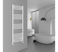 WarmeHaus Modern Bathroom Heated Towel Rail Ladder Radiator 1400x500mm Curved for Bathroom Kitchen White