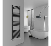 Warmehaus Modern Bathroom Heated Towel Rail Ladder Radiator 1600x500mm Curved for Bathroom Kitchen Black