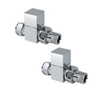 WarmeHaus Pair of Square Straight Radiator Valve Chrome
