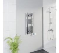 Warmehaus Smart WiFi Thermostatic Electric Bathroom Curved Heated Towel Rail Warmer Radiator with Timer 800x300mm - Chrome