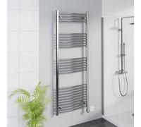 Warmehaus Smart WiFi Thermostatic Electric Bathroom Curved Heated Towel Rail Warmer Radiator with Timer 1600x600mm - Chrome