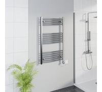 Warmehaus Smart WiFi Thermostatic Electric Bathroom Curved Heated Towel Rail Warmer Radiator with Timer 1000x600mm - Chrome