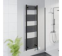 Warmehaus Smart WiFi Thermostatic Electric Bathroom Curved Heated Towel Rail Warmer Radiator with Timer 1600x500mm - Black
