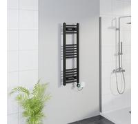 Warmehaus Smart WiFi Thermostatic Electric Bathroom Curved Heated Towel Rail Warmer Radiator with Timer 1000x300mm - Black
