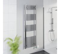 Warmehaus Smart WiFi Thermostatic Electric Bathroom Curved Heated Towel Rail Warmer Radiator with Timer 1600x500mm - Chrome