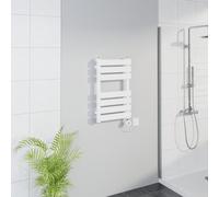 Warmehaus Smart WiFi Thermostatic Electric Bathroom Flat Panel Heated Towel Rail Warmer Radiator with Timer 650x400mm - White