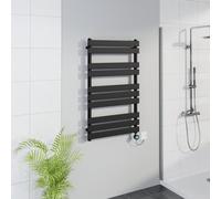 Warmehaus Smart WiFi Thermostatic Electric Bathroom Flat Panel Heated Towel Rail Warmer Radiator with Timer 1000x600mm - Black