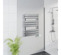 Warmehaus Smart WiFi Thermostatic Electric Bathroom Flat Panel Heated Towel Rail Warmer Radiator with Timer 800x600mm - Chrome