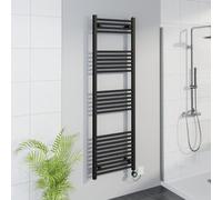 Warmehaus Smart WiFi Thermostatic Electric Bathroom Straight Heated Towel Rail Warmer Radiator with Timer 1600x500mm - Black