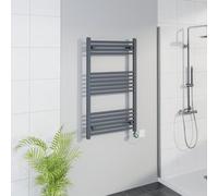 Warmehaus Smart WiFi Thermostatic Electric Bathroom Straight Heated Towel Rail Warmer Radiator with Timer 1000x600mm - Anthracite - Chrome Heating Element