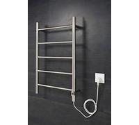Warmehaus Stainless Steel Electric Heated Warmer Heated Towel Rail Wall Mounted Straight - 800x500mm Chrome for Bathroom Kitchen