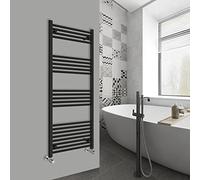 Warmehaus Straight Bathroom Heated Towel Rail Ladder Radiator Black 1400x600mm