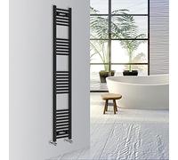 Warmehaus Straight Bathroom Heated Towel Rail Warmer 1800x300mm Black | Central Heating Bathroom Ladder Radiator, 1.5mm Premium Mild Steel, Wall Mounted, Durable Finish, For Kitchen, Living Room