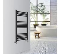 Warmehaus Straight Bathroom Heated Towel Rail Warmer Radiator Central Heating 1000x500mm - Black