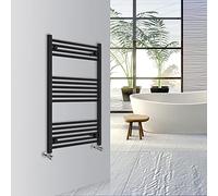 Warmehaus Straight Bathroom Heated Towel Rail Warmer Radiator Central Heating 1000x600mm - Black