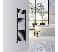 Warmehaus Straight Bathroom Heated Towel Rail Warmer Radiator Central Heating 1200x400mm - Black