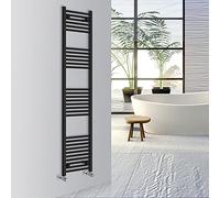 Warmehaus Straight Bathroom Heated Towel Rail Warmer Radiator Central Heating 1800x400mm - Black
